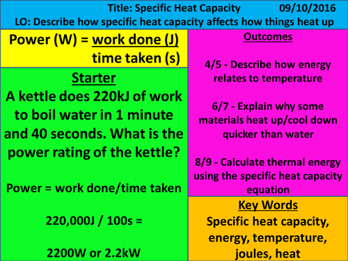 NEW KS4 AQA 2016 - Physics - Chapter 1 - Energy - Specific Heat Capacity