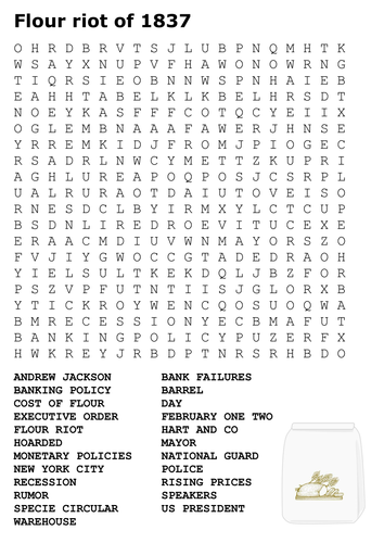 Flour riot of 1837 Word Search