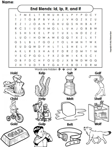 Ending Sounds Word Search: ld, lp, lt, and lf (End Blends)