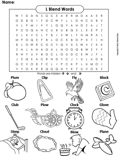 L Blends Word Search