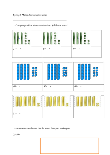 Year 2 Maths assessment activity for at National Standard