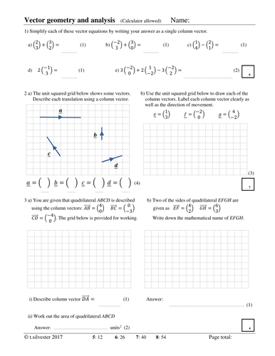 Vector Geometry and Analysis homework or revision resource