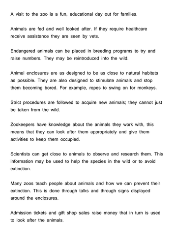 essay for and against keeping animals in zoos