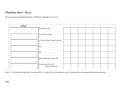 XOR worksheet