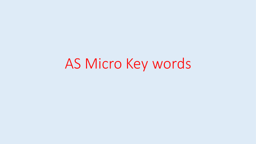 Economics AS Micro Key Term cards