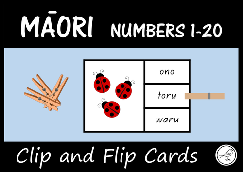 M膩ori Numbers 1-20  -  'Clip and Flip' cards