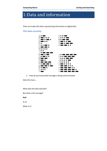 Data and information puzzle for year 8