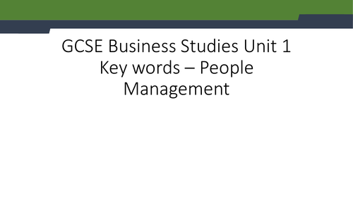 GCSE Business studies definitions - people management