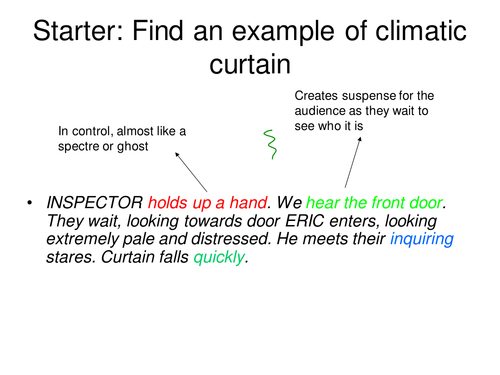 An Inspector Calls Act Two Climatic Curtain GCSE ENGLISH LITERATURE NEW 1-9 SPEC