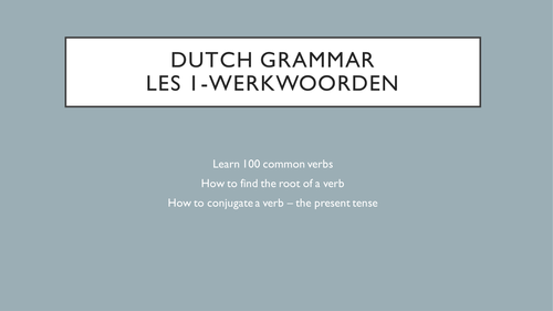 February - A Hundred Common Dutch Verbs - Present Tense World Language Day