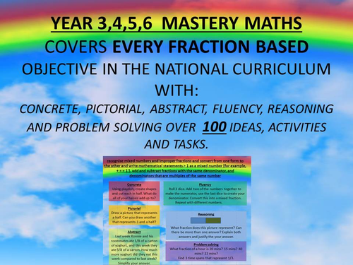 YEAR 3,4,5,6 MASTERY MATHS COVERS EVERY fraction  BASED OBJECTIVE