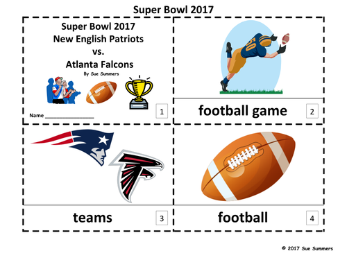 Super Bowl 2017 - 2 Emergent Reader Booklets - Football