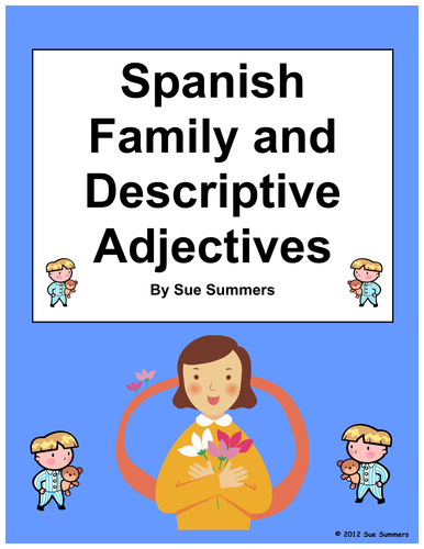 Spanish Family & Descriptive Adjectives - 15 Vocabulary Translations