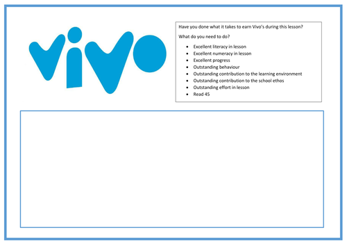 VIVO Reward Poster/ Behaviour Management