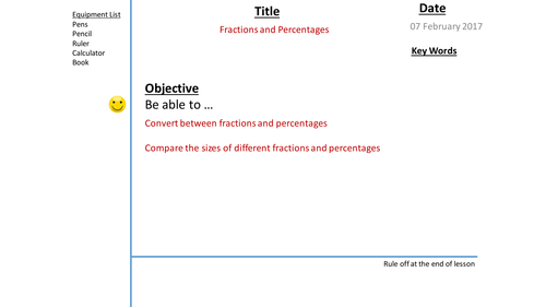 Fractions, Decimals and Percetages