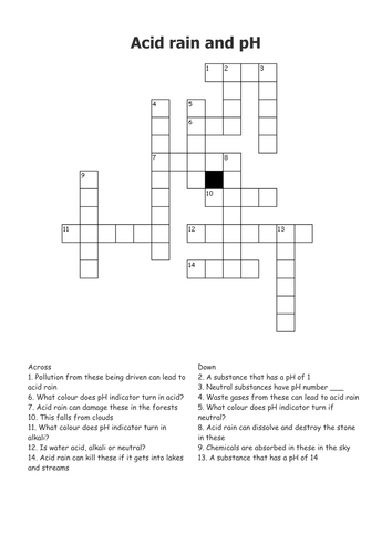 Acid rain crossword