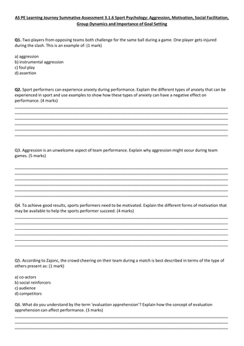 AS PE AQA new specification: Sport psychology