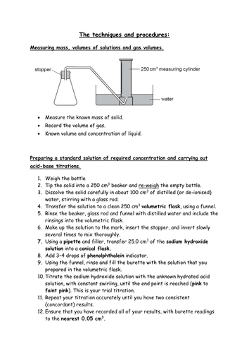 A level Chemistry Techniques and Procedures