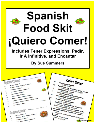 Spanish Food Skit / Speaking Activity Quiero Comer