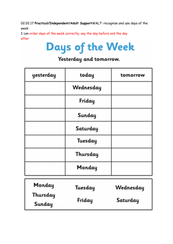 Time language months of the year and days of the week