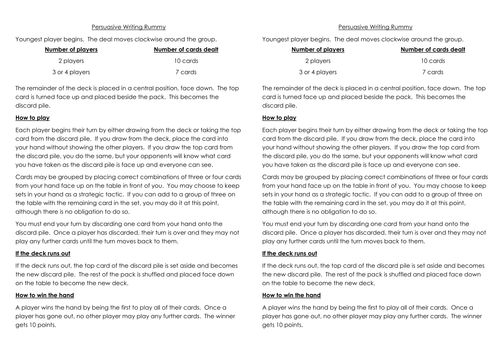 Persuasive Writing Techniques Rummy/Happy Families/Card Sort