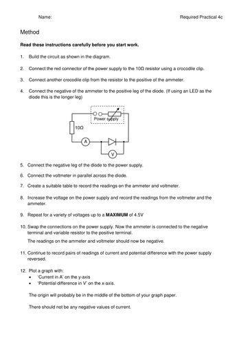 GCSE Physics - Required Practical 4c Diode