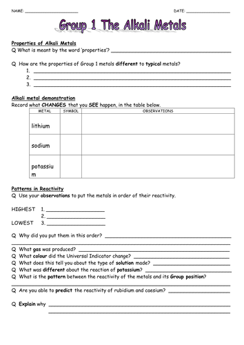 C2.2 - Group 1 - The Alkali Metals