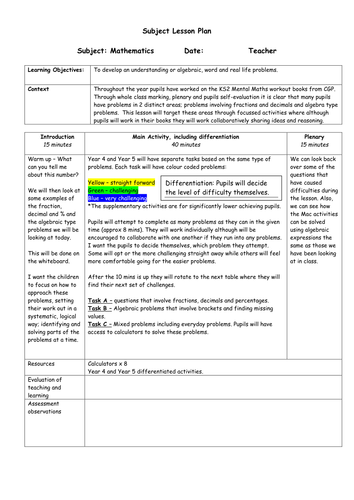 Year 4 Or 5 Maths Lesson Number Including Lesson Plan And Differentiated Resources Teaching Resources