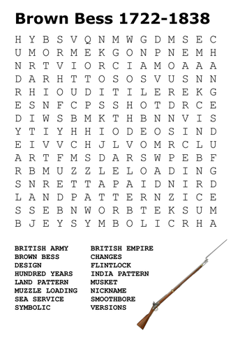 Brown Bess Musket Word Search