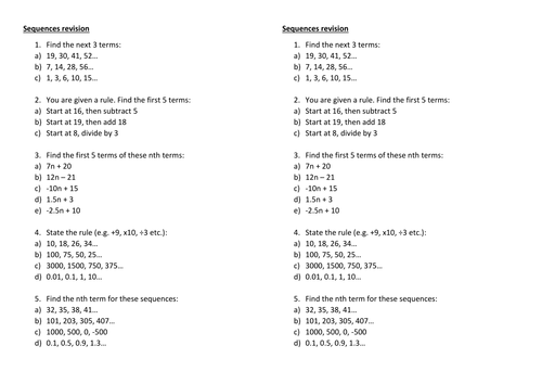 Nth term basics revision