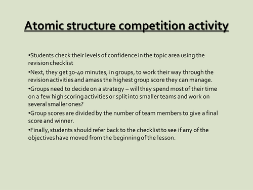 AQA GCSE Science Trilogy Atomic Structure Revision Competition