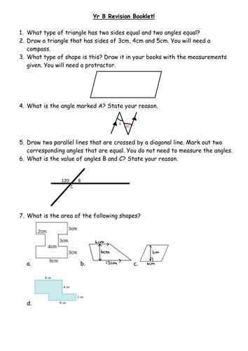 Construction Parallel Lines Area Revision Sheet