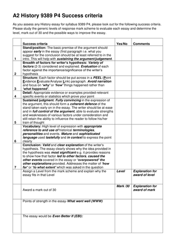 a level history essay criteria