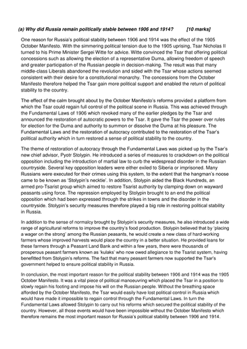 AS 9389 History Russia sample answer