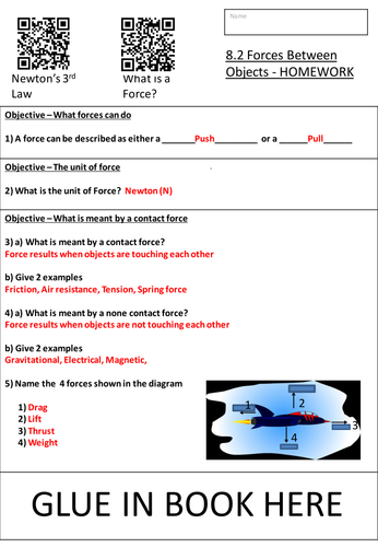 Forces Between Objects Homework