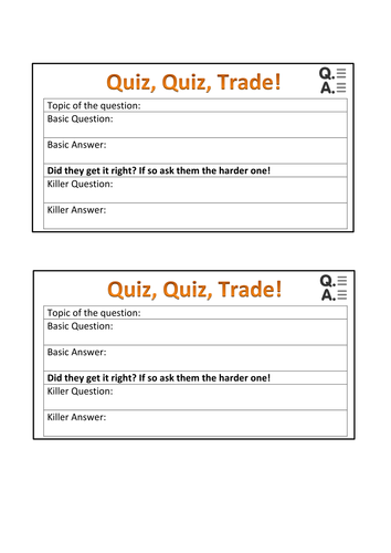 Quiz, Quiz Trade DIFFERENTIATED Template