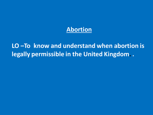 Unit of work on intro into morality and abortion