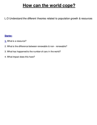 Resource consumption (GCSE)