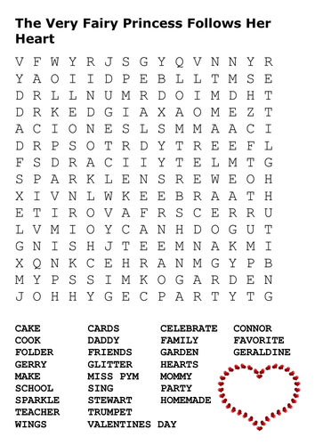 The Very Fairy Princess Follows Her Heart Word Search