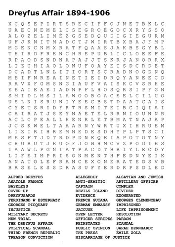 Dreyfus Affair 1894-1906 Word Search