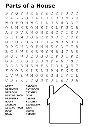 Parts of a House Word Search