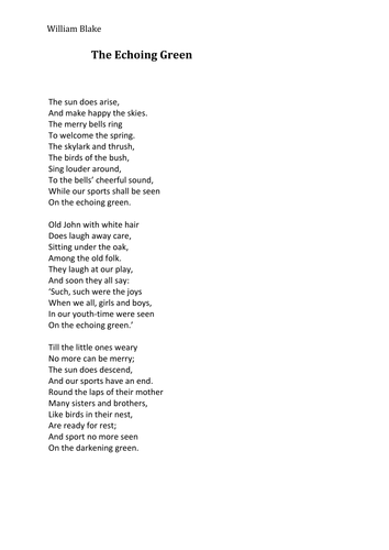William Blake's 'The Echoing Green'