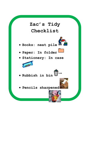 Social Story: Desk Tidy Checklist