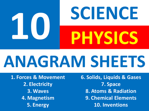 10 Anagrams Science Physics Anagram Starter Homework Filler Cover Lesson
