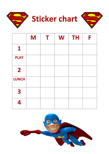 Superhero sticker chart