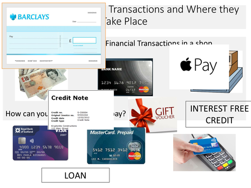 Types of financial transaction worksheet