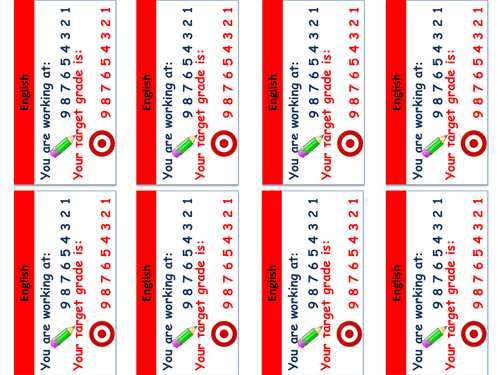 GCSE 1 to 9 Level Stickers English