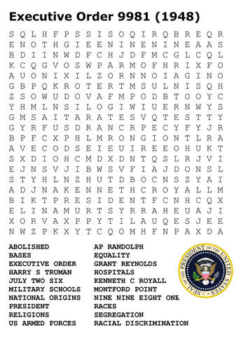 Executive Order 9981 Word Search