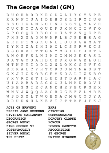 The George Medal Word Search
