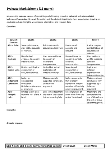 a level geography coursework mark scheme